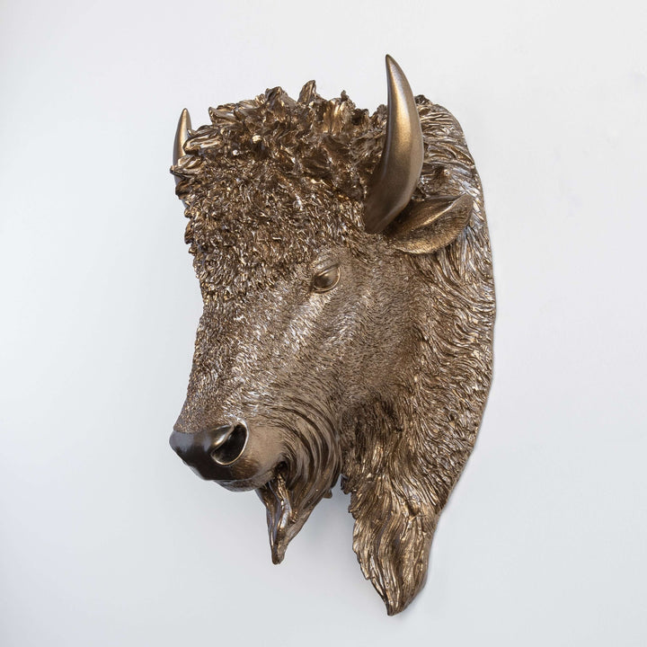 Handcrafted Faux Bison Head Wall Art