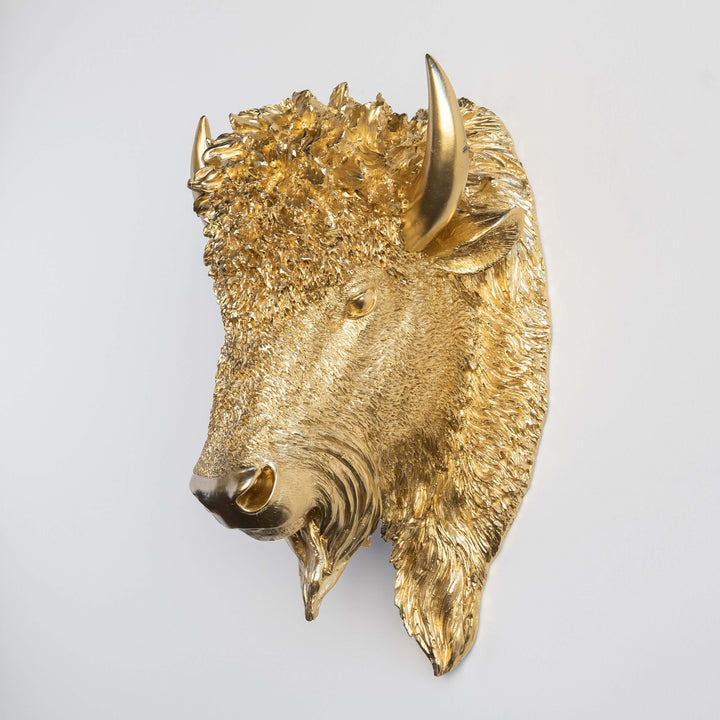 Handcrafted Faux Bison Head Wall Art