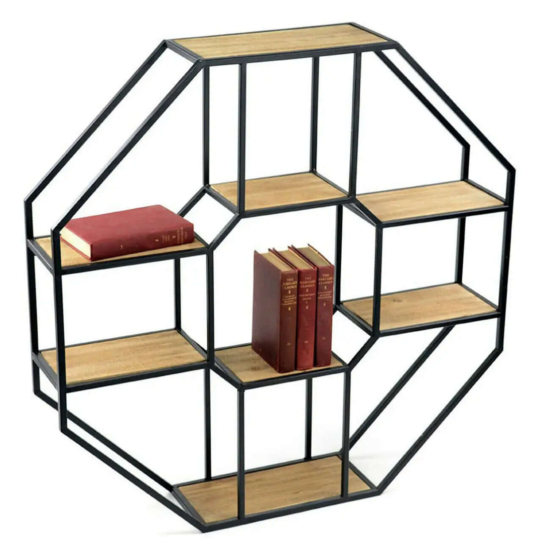 Iron and Wood Hexagonal Shelf