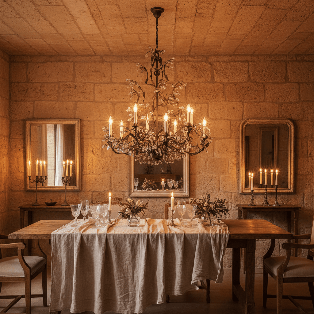 Italian Burnished Iron Crystal Chandelier