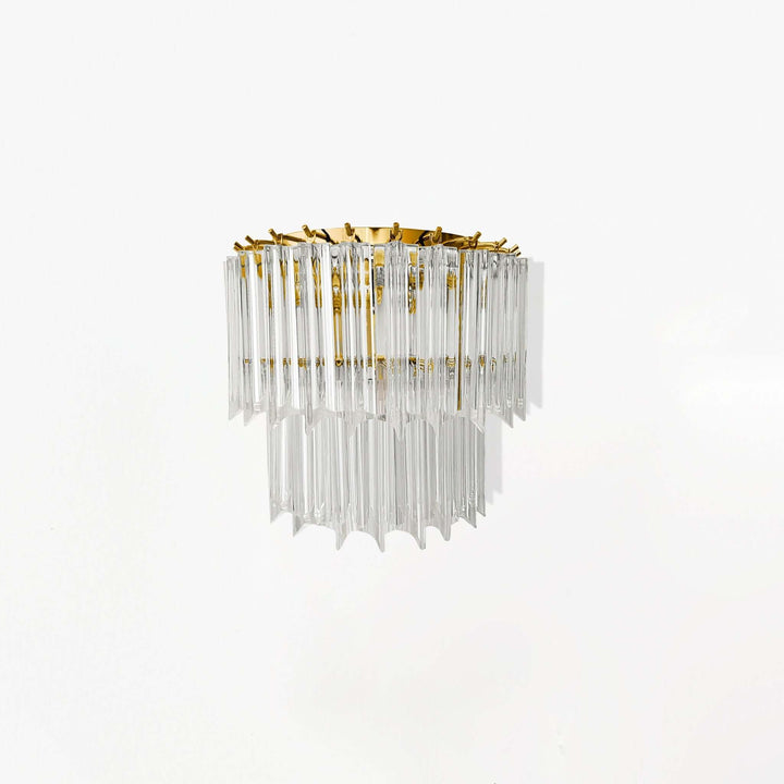 Italian Clear Glass and Polished Brass Wall Sconce with prism design against white background