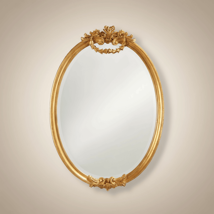 Italian Hand-Carved Gold Leaf Oval Mirror