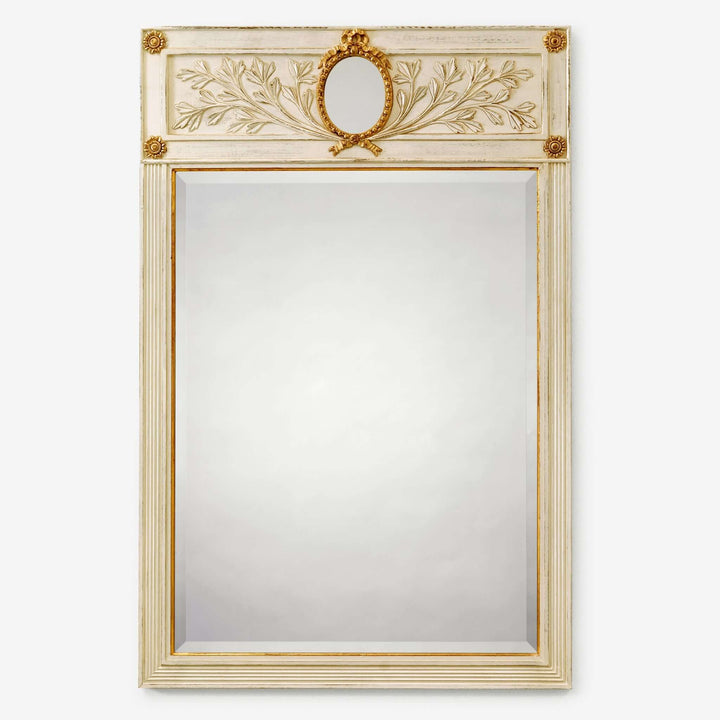 Italian Neoclassical Cream and Gold Leaf Mirror with handcrafted detailing, representing timeless elegance and historical artistry.