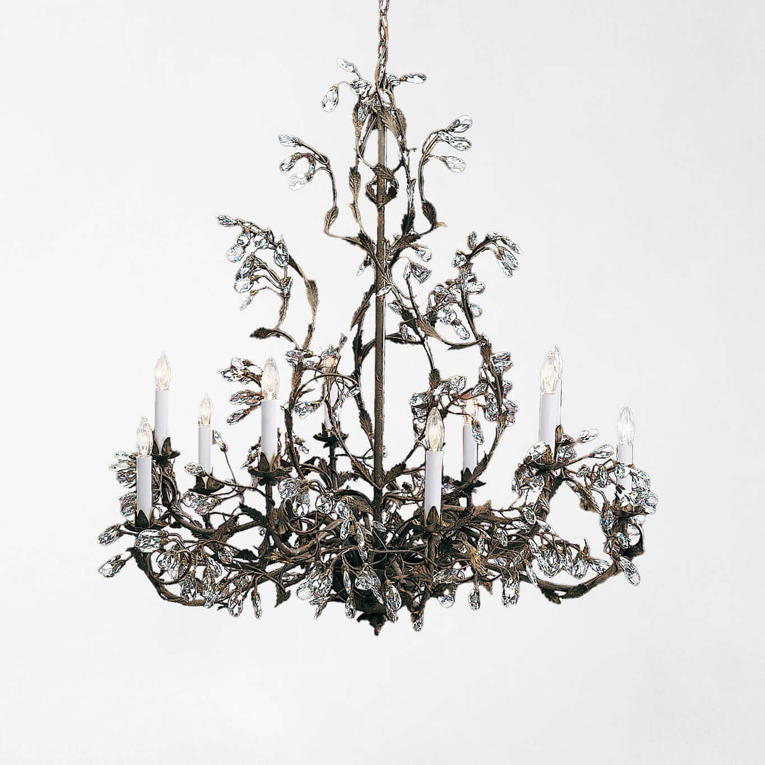 Italian Burnished Iron Crystal Chandelier