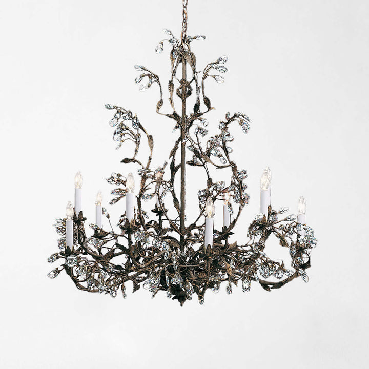 Italian Burnished Iron Crystal Chandelier