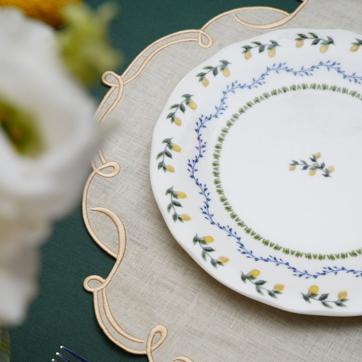 CELESTIA LINEN IVORY GOLD TRIM SQUARE PLACEMAT (Set Of 4)