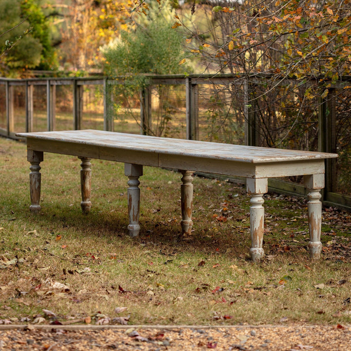 Extra Long Antique White Farmhouse Dining Table