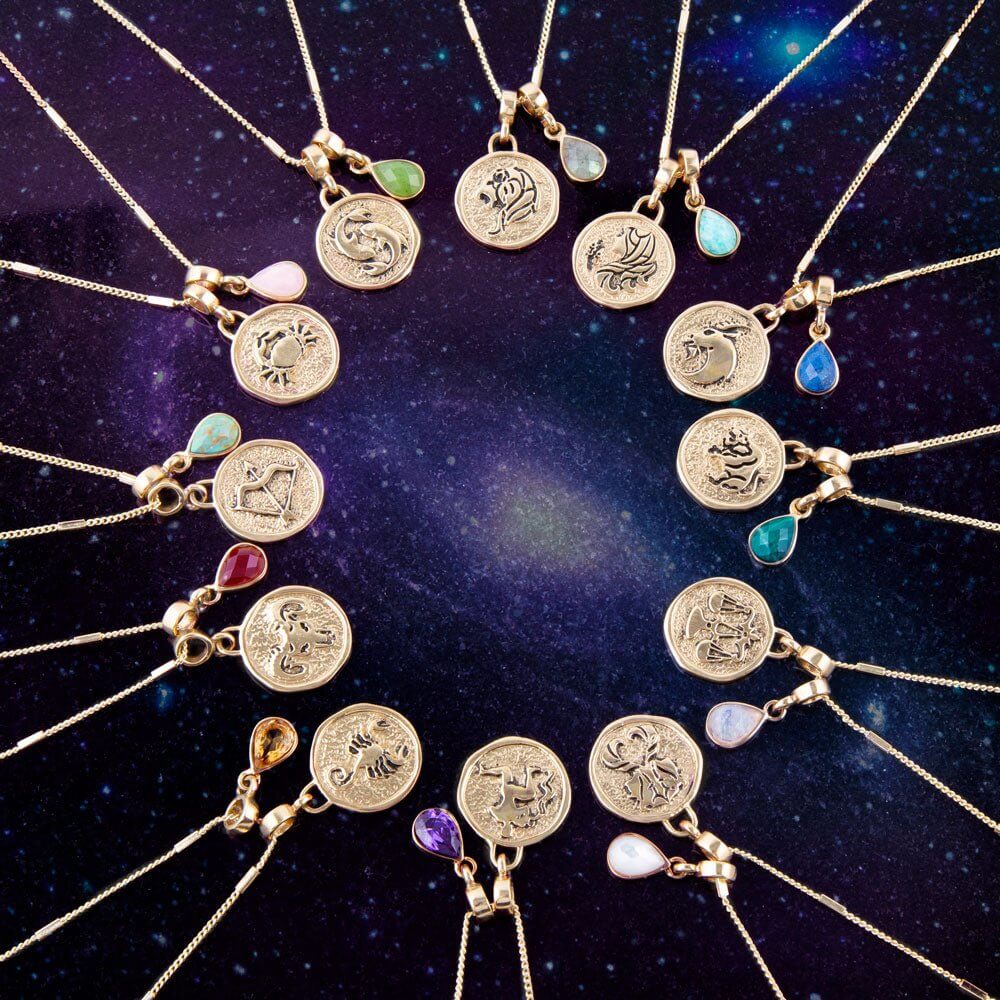 Leo - Zodiac Gray Labradorite Golden Charm Necklace