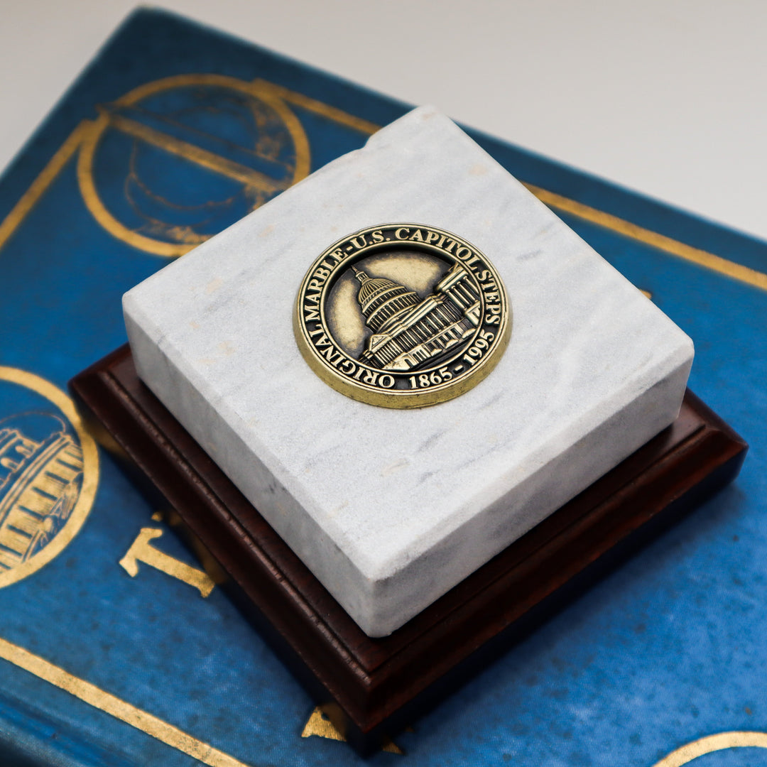 Capitol Marble Paperweight on Walnut Base