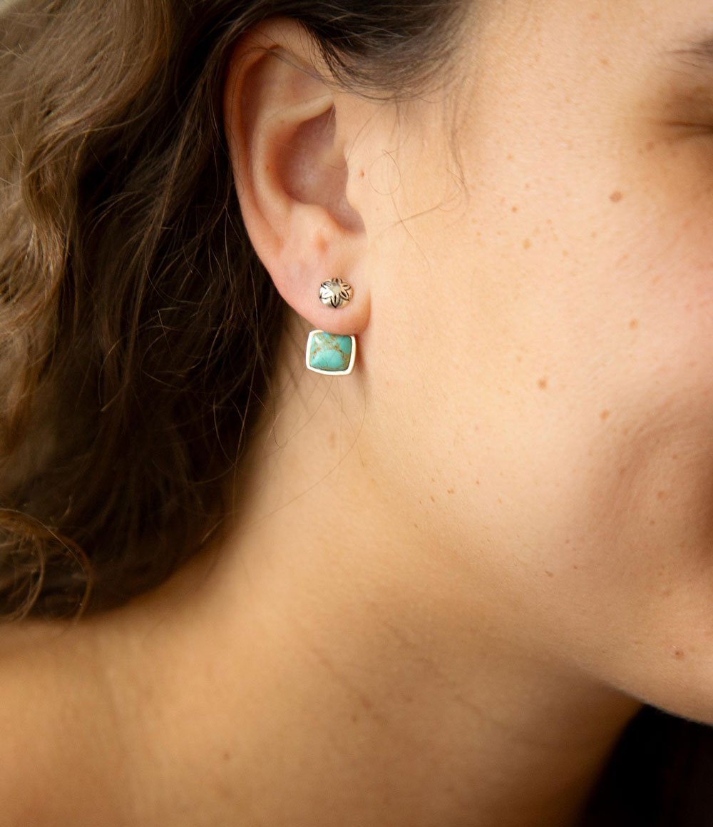 Little Bits Blue Turquoise Post Sterling Silver Earrings
