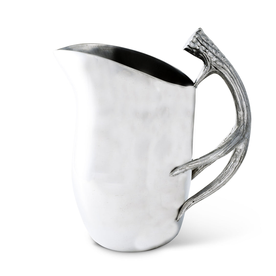 Lodge Style Antler Pitcher with sculptural antler handle, embodying luxury and nature-inspired design.