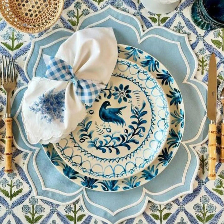 LUMERA LIGHT BLUE WAVY EDGE FABRIC PLACEMAT (Set Of 4)