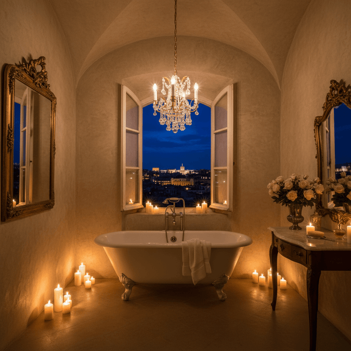 Antique Gold Leaf Italian Mini Crystal Chandelier