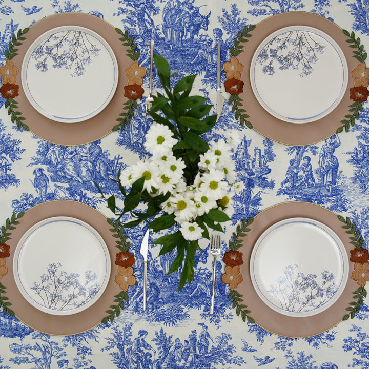 JASMINE BEIGE ROUND FAUX LEATHER PLACEMAT (Set Of 4)