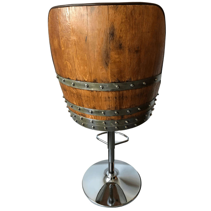 Reclaimed Wine Barrel Bar Set with Adjustable Pub Stools