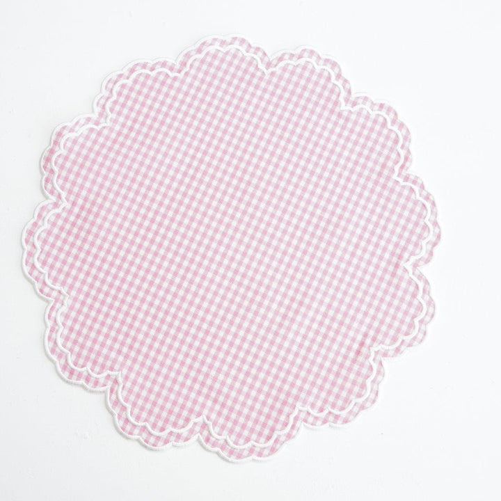MAGNOLIA PINK GINGHAM WHITE TRIM PLACEMAT & NAPKIN SET (Set Of 4)