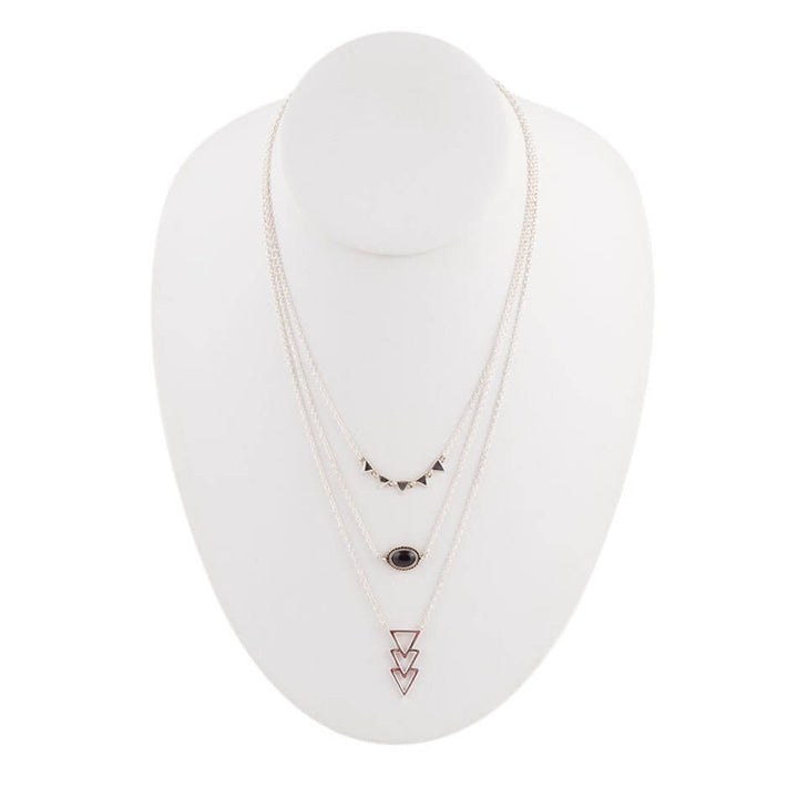 Marcasite and Onyx Sterling Silver Layered Necklace