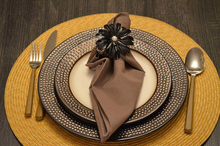 Vibhsa Black Floral Set of 4 Napkin Rings