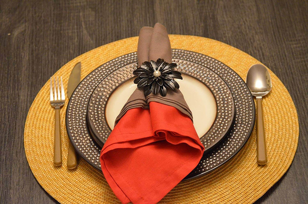 Vibhsa Black Floral Set of 4 Napkin Rings
