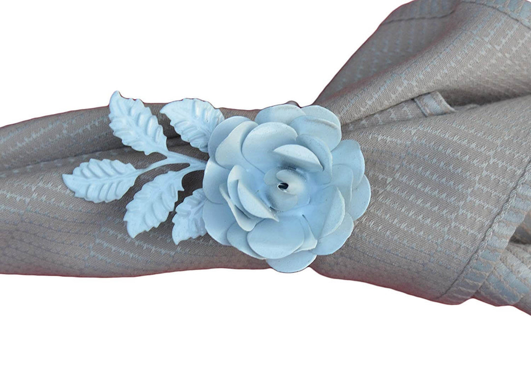 Vibhsa White Rose Set of 8 Napkin Rings
