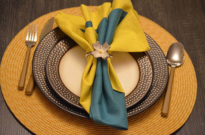 Vibhsa Silver Floral Napkin Rings Set of 4