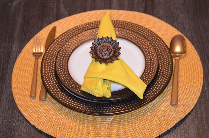 Vibhsa Sunflower Antique Napkin Rings Set of 4