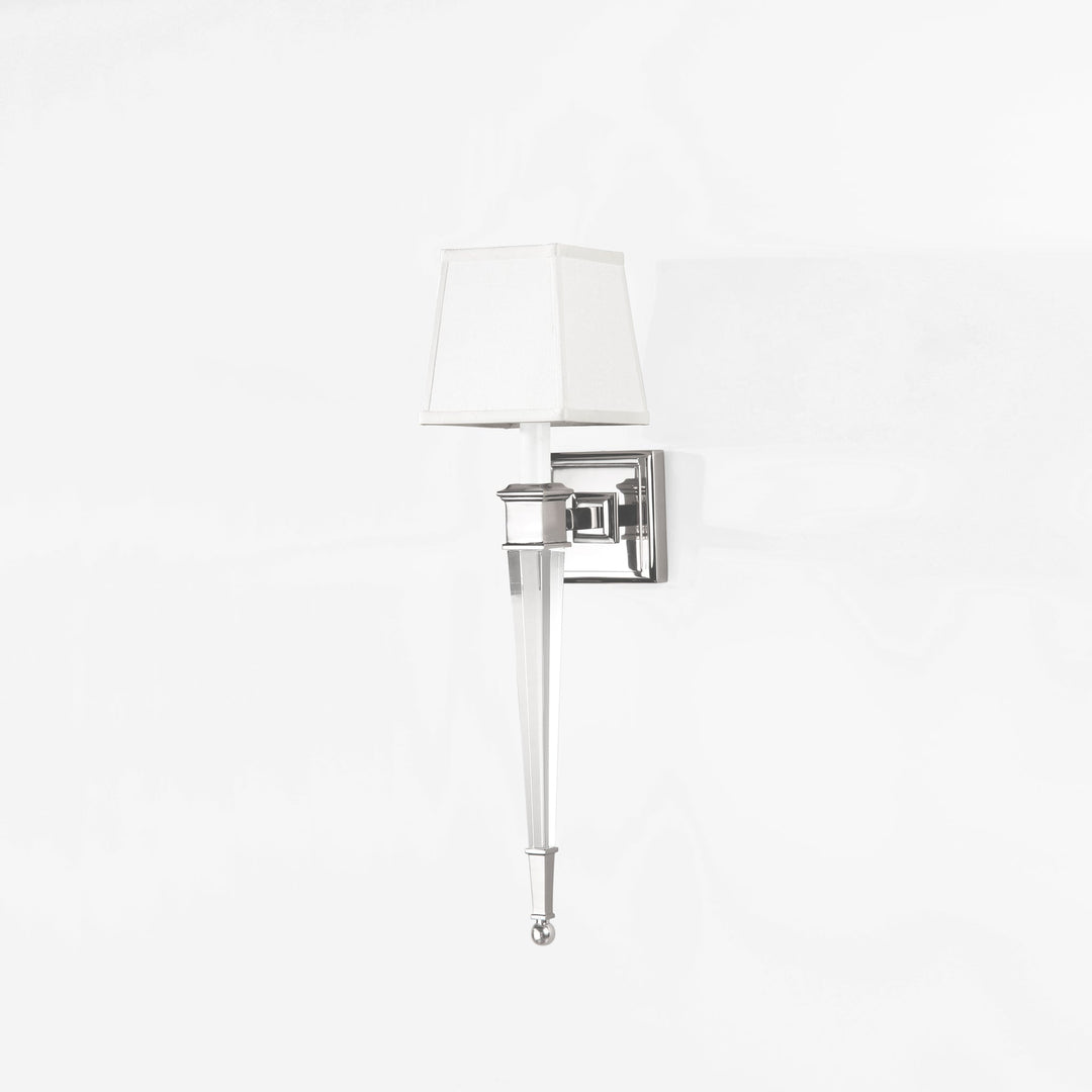 Polished Nickel and Crystal Wall Light with Linen Shade
