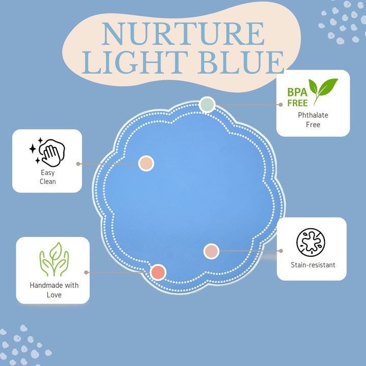 NURTURE LIGHT BLUE SCALLOPED FAUX LEATHER PLACEMAT (Set Of 4)