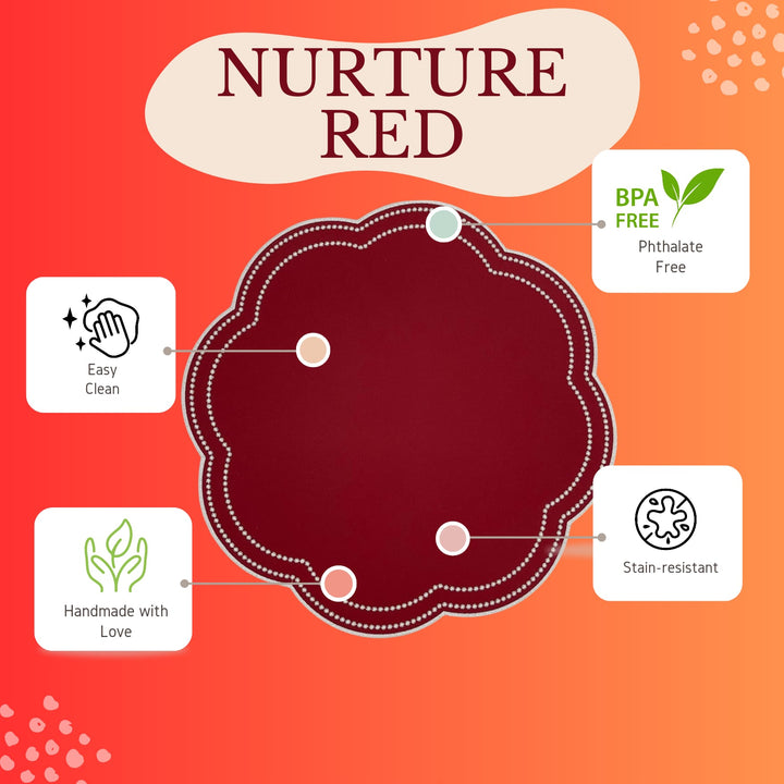 NURTURE RED SCALLOPED FAUX LEATHER PLACEMAT (Set Of 4)