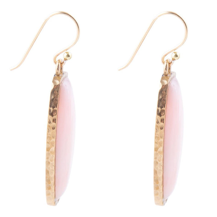 Odyssey Long Pink Opal and Bronze Earrings