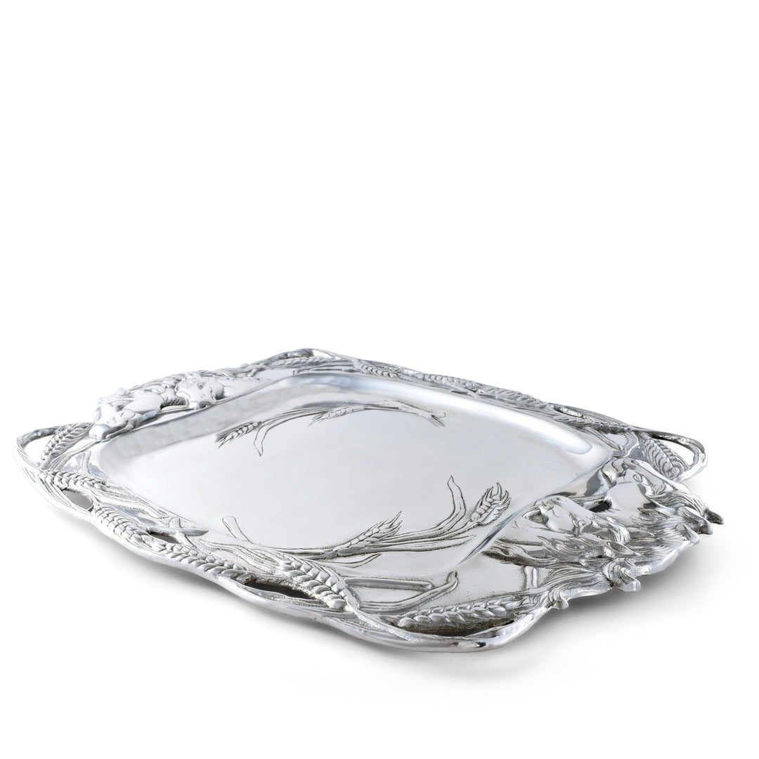 Elegant Old World Horse Serving Tray with horse motif, perfect for manor house entertaining and adding a regal equestrian accent.