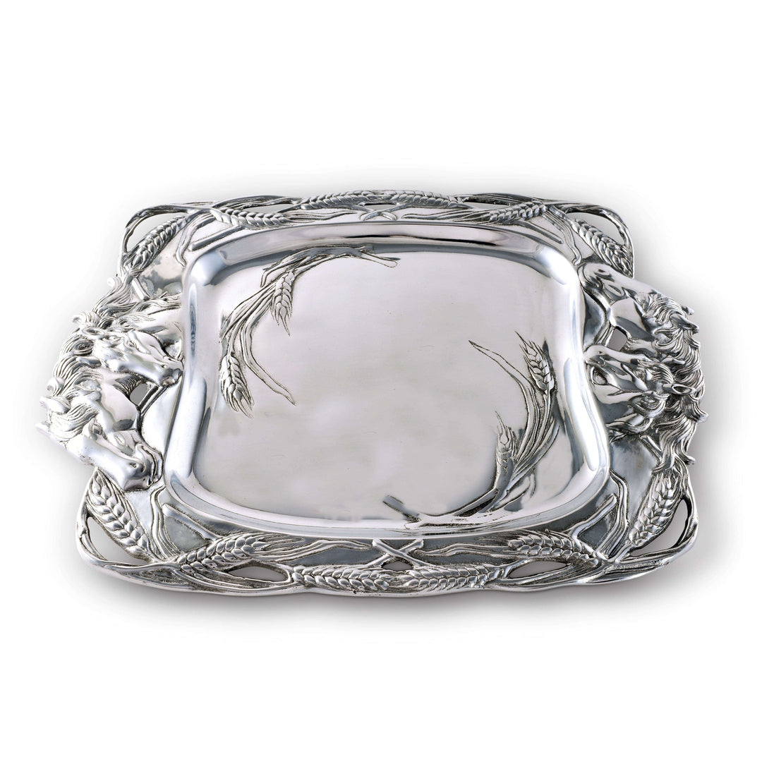 Old World Horse Serving Tray with ornate design and equestrian details, perfect for elegant manor house decor and entertaining.