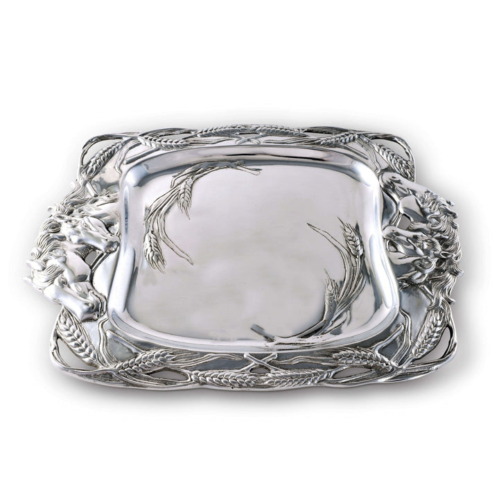 Old World Horse Serving Tray with ornate design and equestrian details, perfect for elegant manor house decor and entertaining.