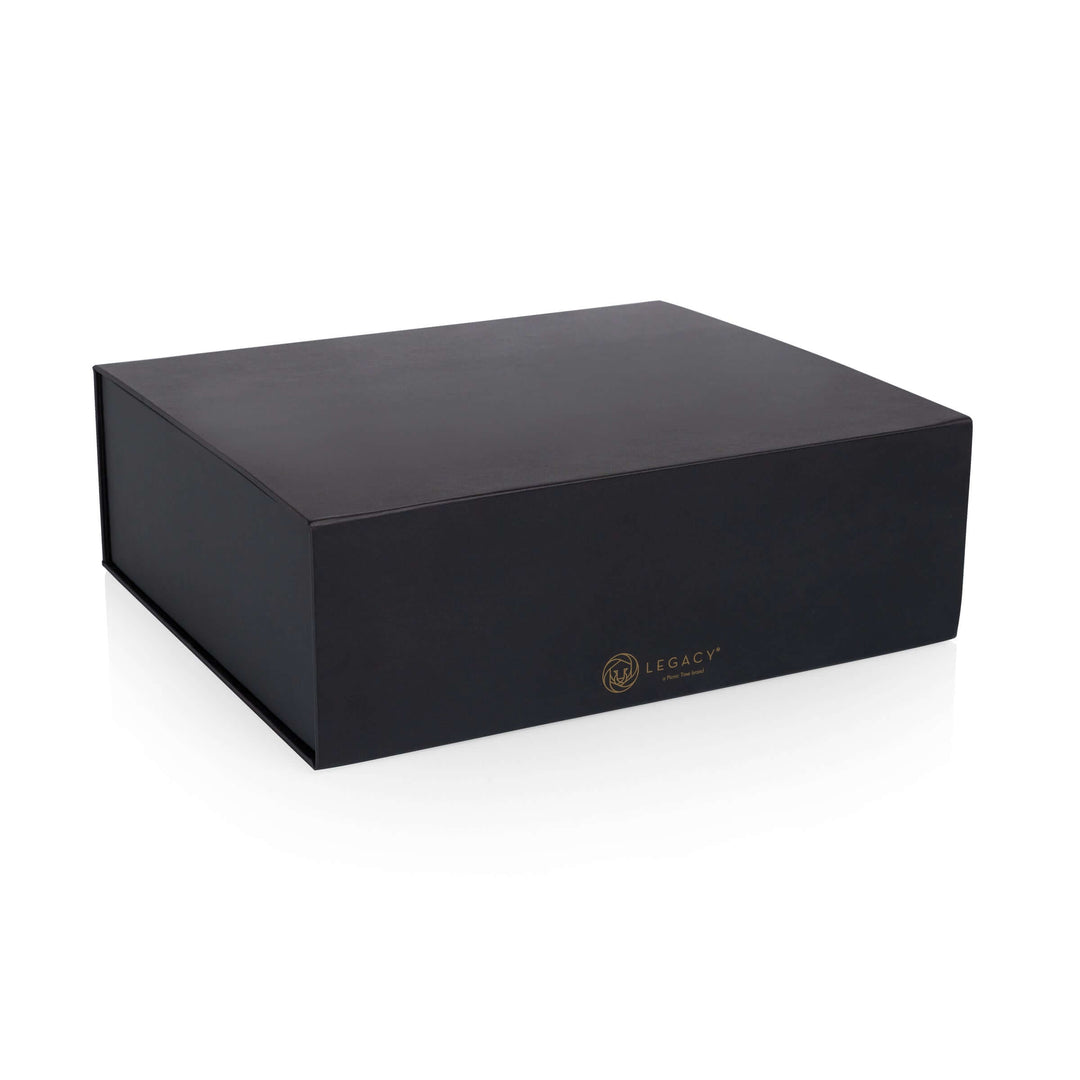 Closed faux leather case for Old World Whiskey Decanter and Glass Set in Faux Leather Case