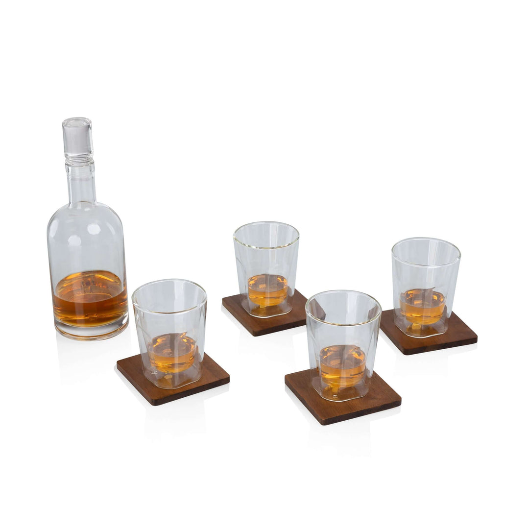 Old World Whiskey Decanter and Glass Set in Faux Leather Case showcasing sophisticated drinkware.