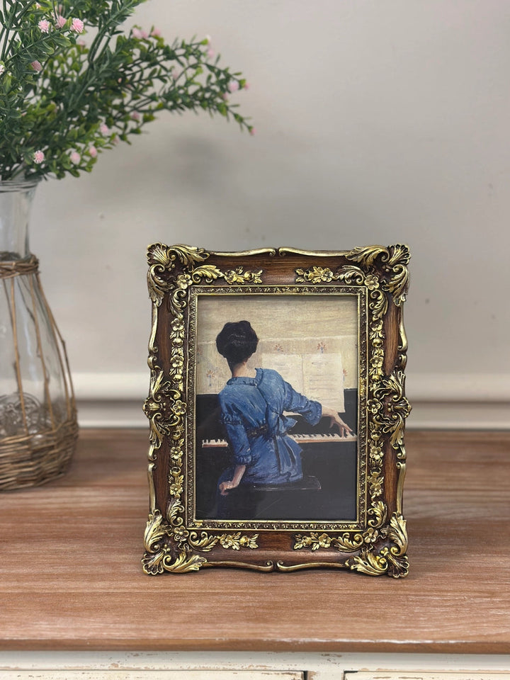 Brown Ornate Baroque Picture Frame with elaborate floral relief