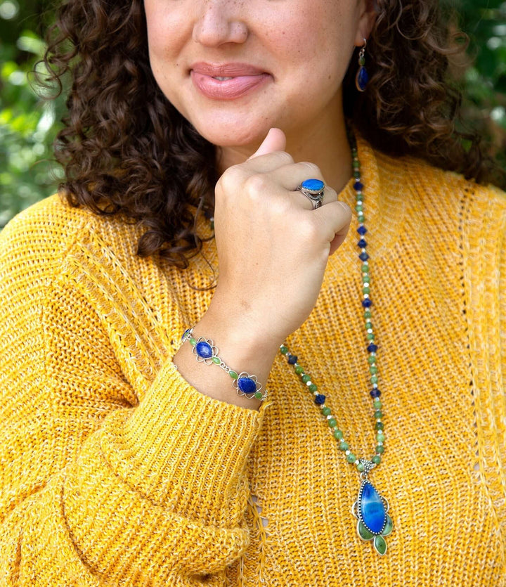Oxford Lapis and Jade Bracelet