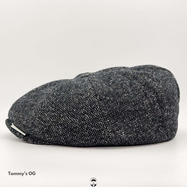 Peaky Blinders Inspired Wool Flat Cap in dark grey, showcasing the classic style and rugged elegance of 20th-century Birmingham fashion.