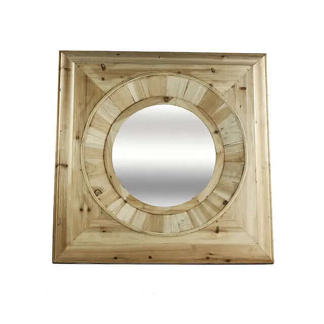 Pine Round Frame Small Mirror