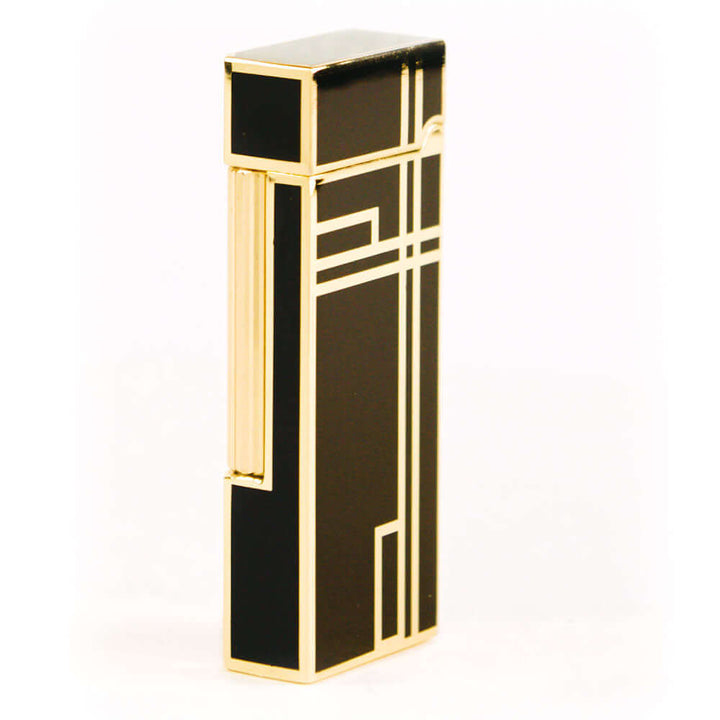 The Prestige Art Deco Lighter in Black and Gold by Jacob Bromwell, showcasing timeless elegance and craftsmanship in a sleek design.
