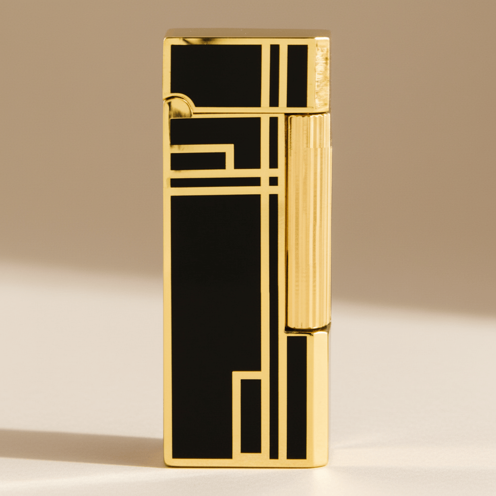 The Prestige Art Deco Lighter in Black and Gold by Jacob Bromwell® showcasing elegant craftsmanship and luxury design