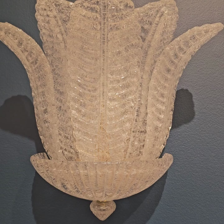 Italian Handcrafted Clear Glass Wall Sconce