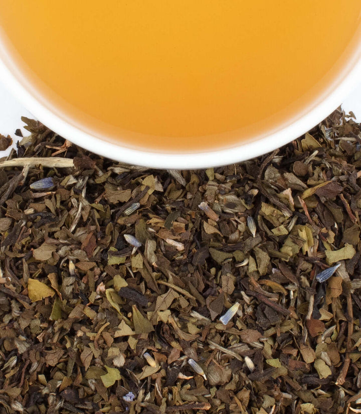 Provence Tea Tin (20 Sachets) featuring a blend of white tea leaves with hints of lavender and apricot, inspired by southern France.