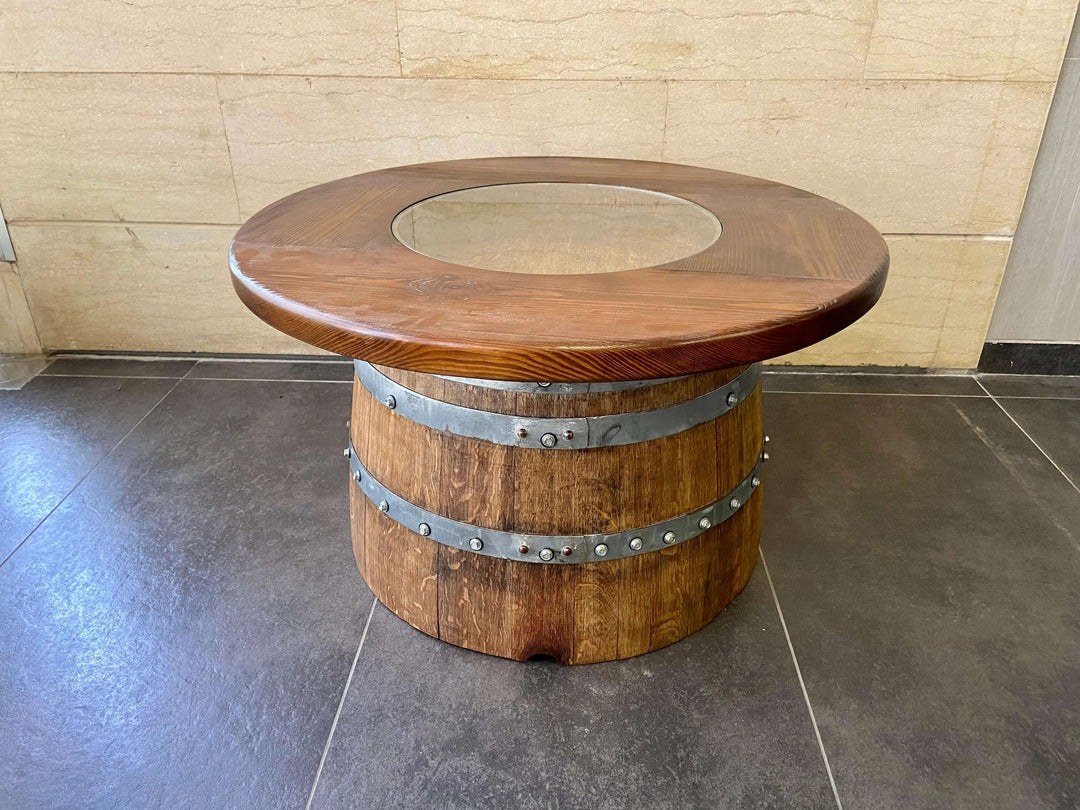 Reclaimed Vintage Oak Wine Barrel Coffee Table
