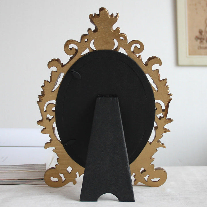 Back view of Regal Crown Oval Photo Frame with tabletop easel
