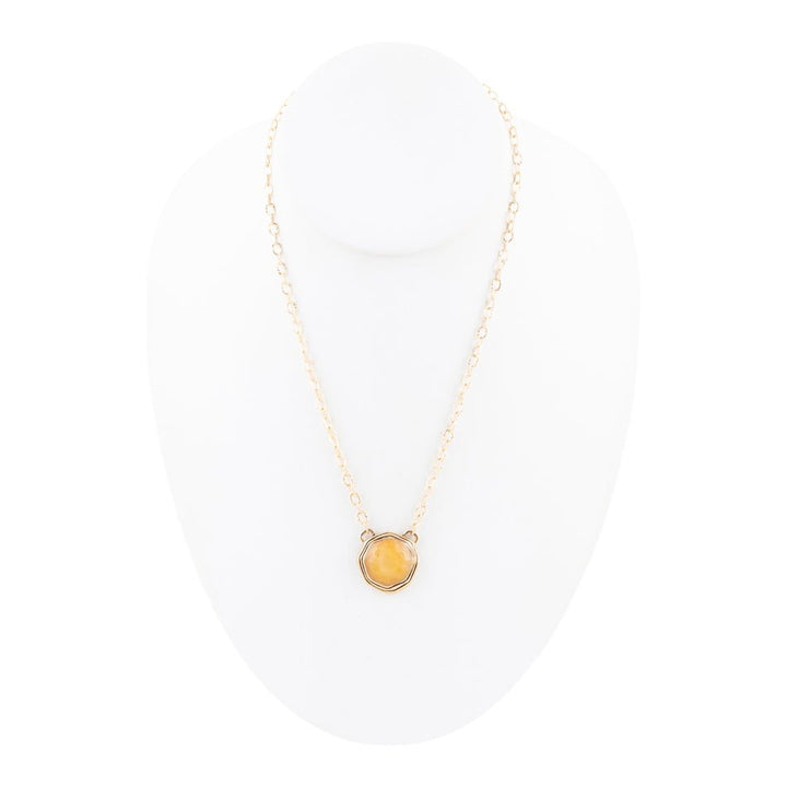 River Rocks Yellow Quartz and Golden Bronze Necklace