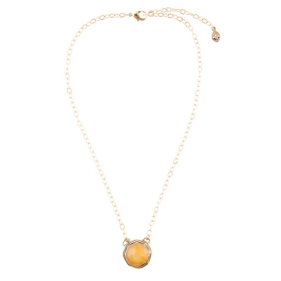 River Rocks Yellow Quartz and Golden Bronze Necklace