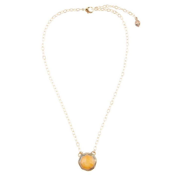 River Rocks Yellow Quartz and Golden Bronze Necklace