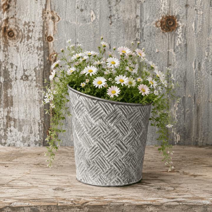 Round Basketweave Planters