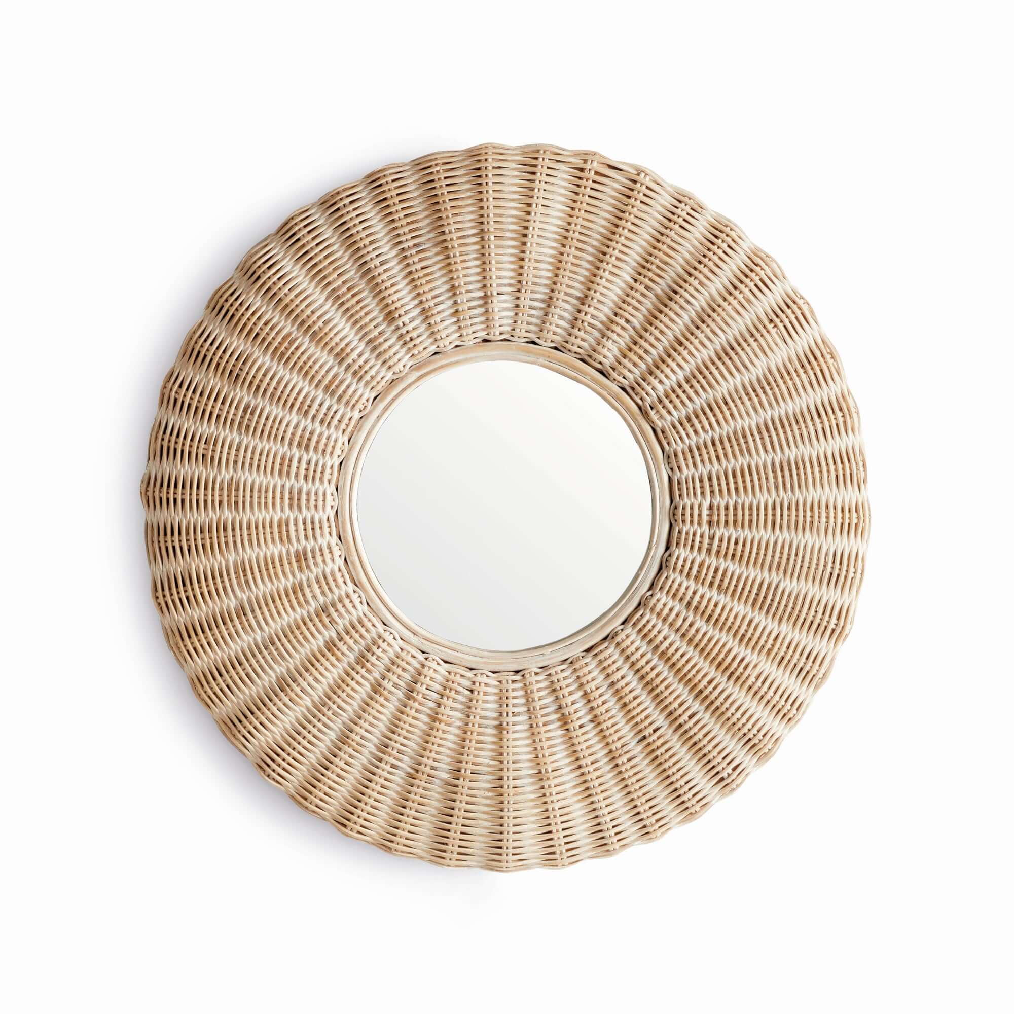 Round Woven Rattan Wall Mirror - Artisanal Design – Vintage Shopper